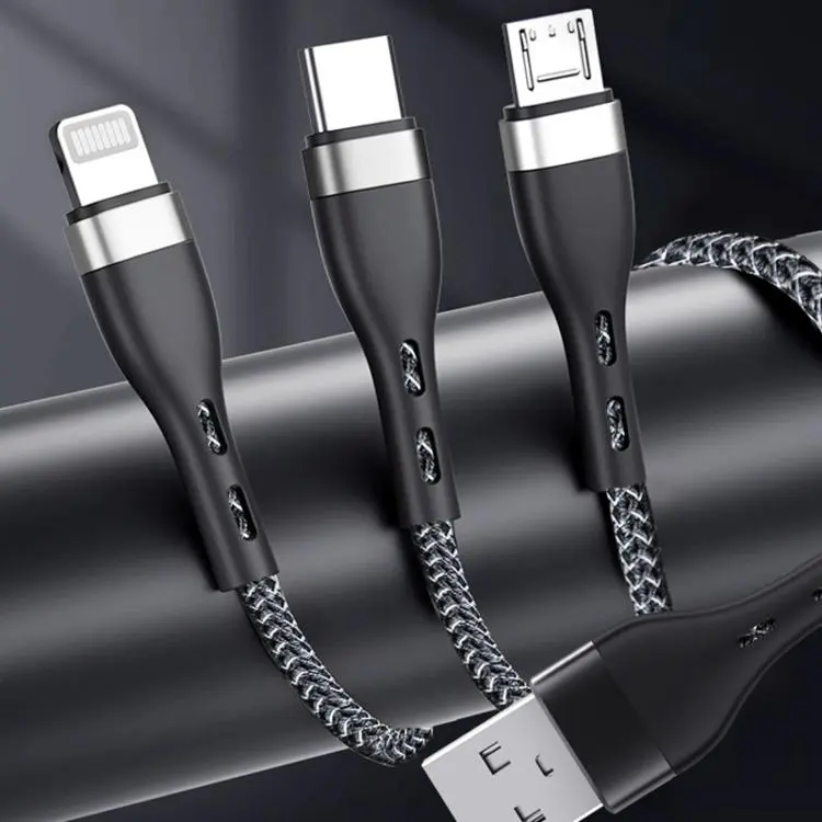 ZGA CB08 5A 3 in 1 USB Fast Charging Braided Data Cable, Length