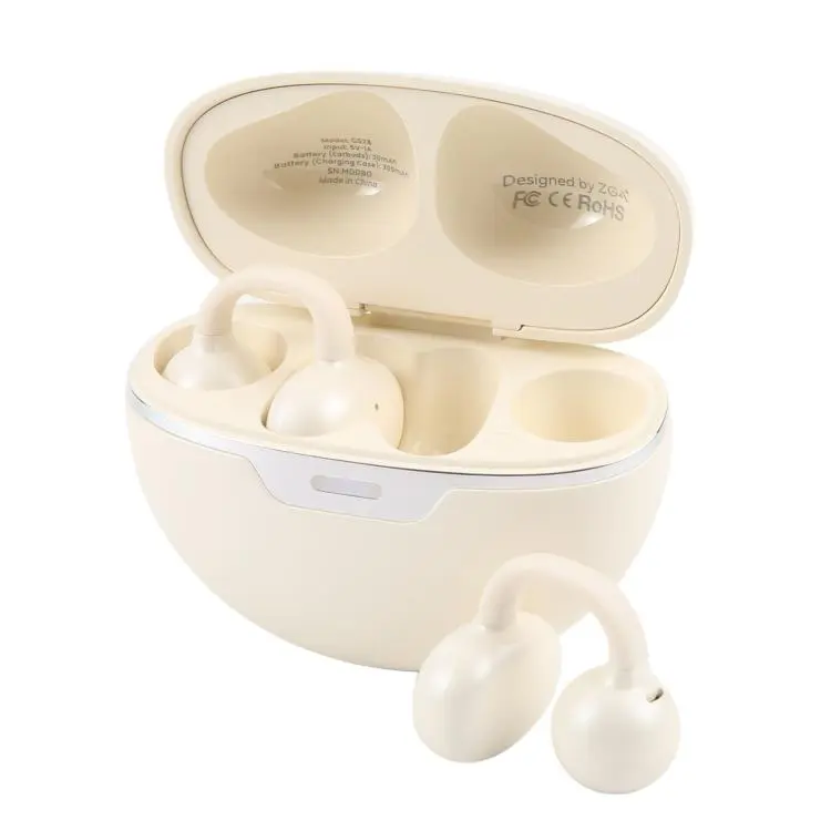 ZGA GS28 Ear Clip Wireless Bluetooth Earphones with Indicator Light(Beige)