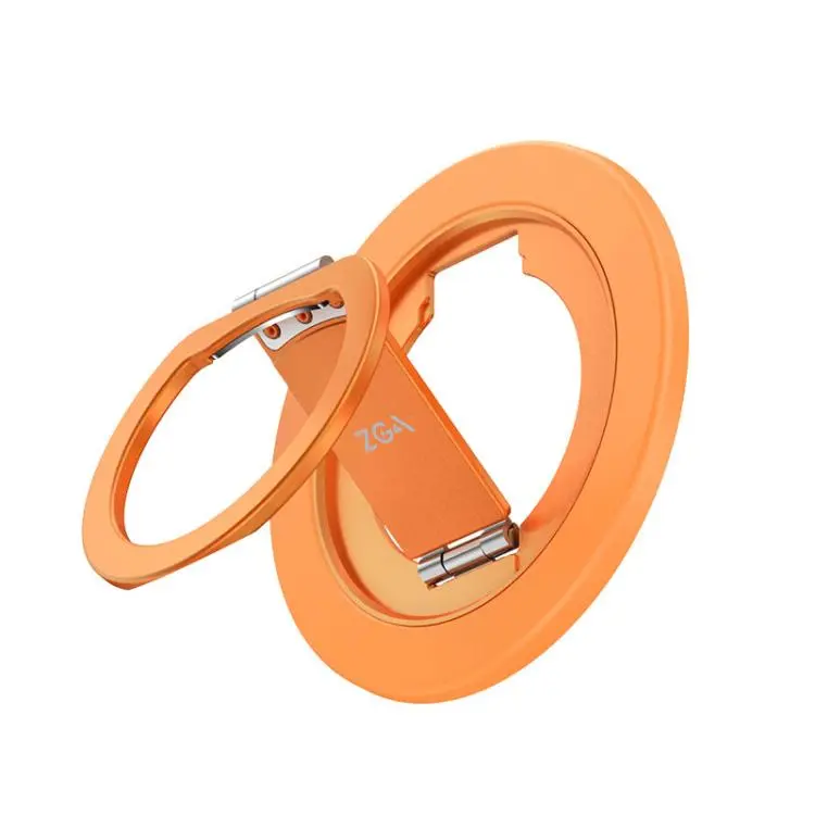 ZGA Z09 360 Degree Rotation Aluminum Alloy Ring Buckle Magnetic Phone Holder(Orange)