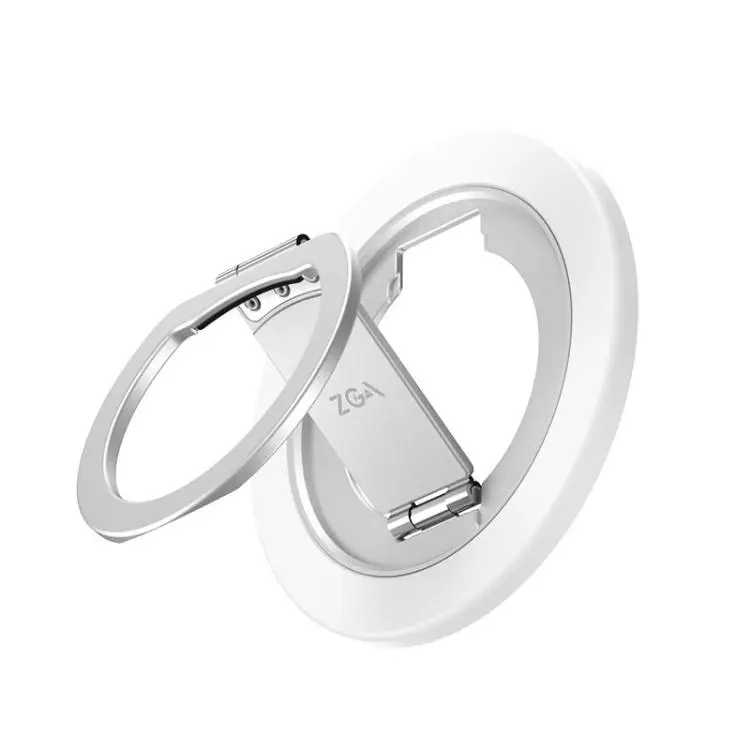 ZGA Z09 360 Degree Rotation Aluminum Alloy Ring Buckle Magnetic Phone Holder(White)